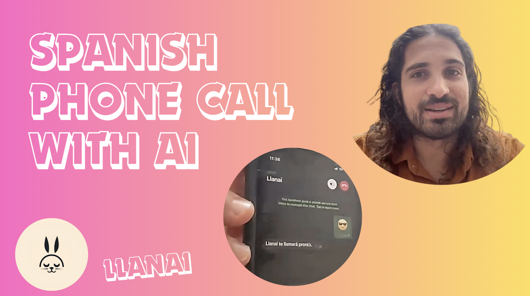 Illustration of a phone call with an AI language partner