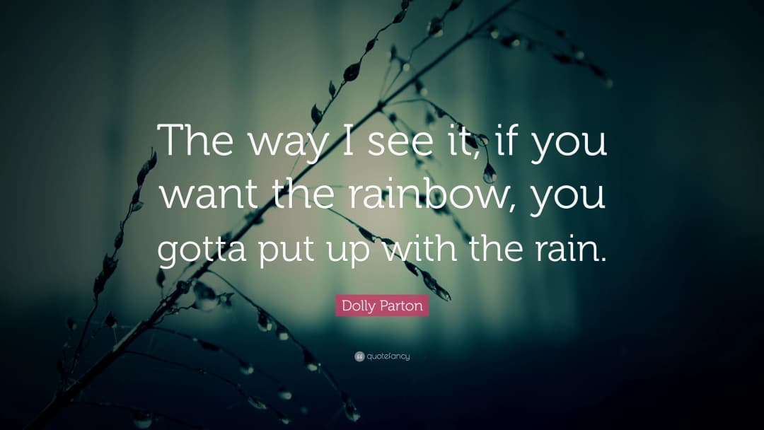 The way I see it, if you want the rainbow, you gotta put up with the rain.