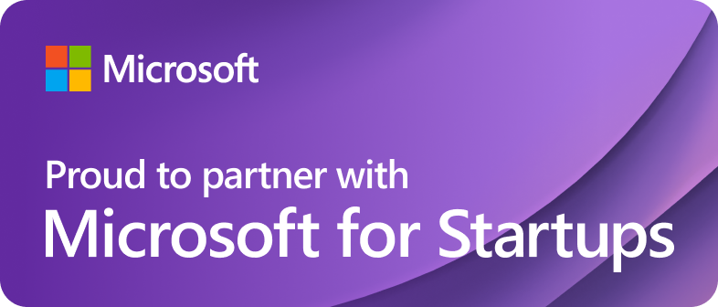 Microsoft for Startups Badge -- Proud to partner with Microsoft for Startups.